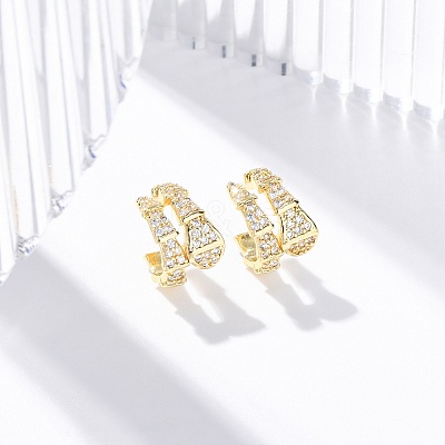 Rack Plating Brass Micro Pave Clear Cubic Zirconia Cuff Earrings EJEW-H147-12G-1