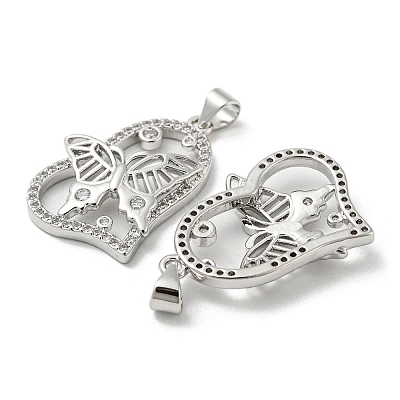 Rack Plating Brass Micro Pave Cubic Zirconia Pendants KK-F869-23P-1