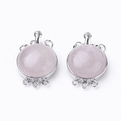 Natural Rose Quartz Box Clasps G-E427-13P-1