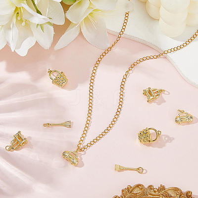 8Pcs 4 Styles Brass Pendants KK-BBC0023-02B-1