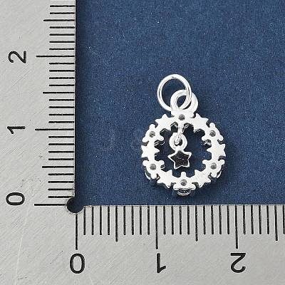 925 Sterling Silver Micro Pave Clear Cubic Zirconia Star Ring Charms STER-S011-05S-1
