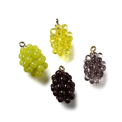 Grape Brass Acrylic Pendants OACR-R006-05G-01-1