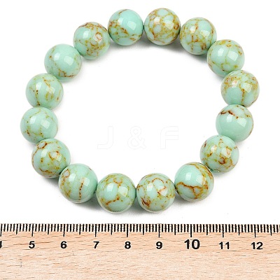 Synthetic Turquoise Beaded Stretch Bracelet BJEW-P208-08-12MM-01-1