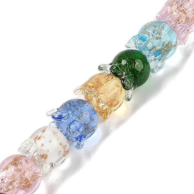 Gold Sand Lampwork Beads Strands LAMP-P069-02A-07-1