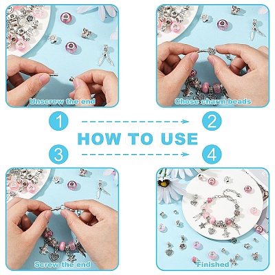 DIY European Style Bracelet Kits. including Alloy & Resin European Beads DIY-YW0012-11B-1
