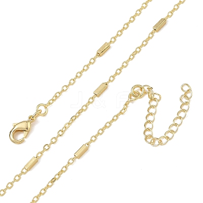 Brass Rectangle Link Chain Necklaces for Women KK-CBA2293-05G-1