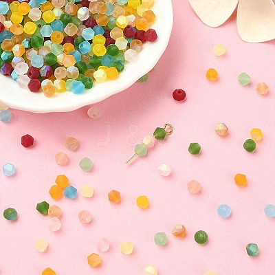 12 Strands 12 Colors Imitate Austrian Crystal Bicone Frosted Glass Beads Strands GLAA-F029-TM4mm-1