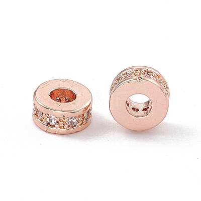 Brass Micro Pave Cubic Zirconia Beads ZIRC-F009-31RG-1