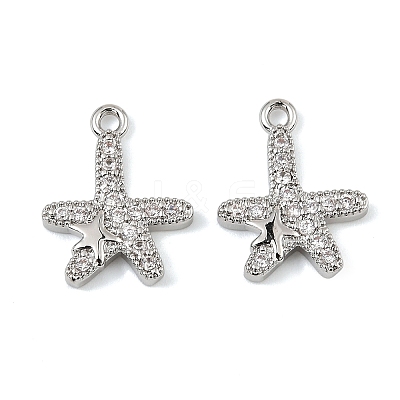 Brass Micro Pave Clear Cubic Zirconia Charms KK-C155-24P-1