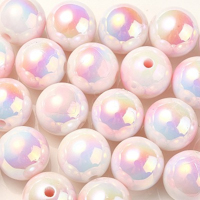 UV Plating Rainbow Iridescent Acrylic Beads OACR-F004-09B-1