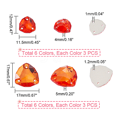 36Pcs 12 Styles Rounded Diamond Shape Sew on Rhinestone GLAA-GA0001-54-1