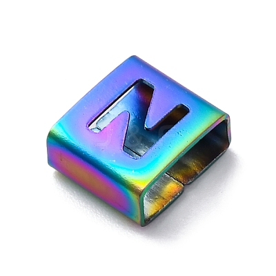Ion Plating(IP) 304 Stainless Steel Square Slide Charms STAS-L132-19N-M-1