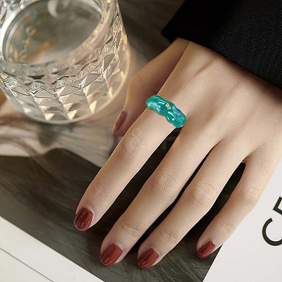 Glitter Enamel Twist Wave Open Cuff Ring JR922A-1