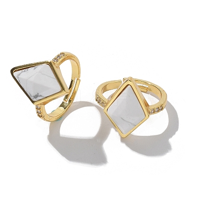 Rhombus Natural & Synthetic Gemstone Finger Rings RJEW-B113-01G-2-1
