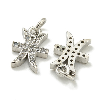 Rack Plating Brass Micro Pave Cubic Zirconia Pendants KK-K386-02K-P-1