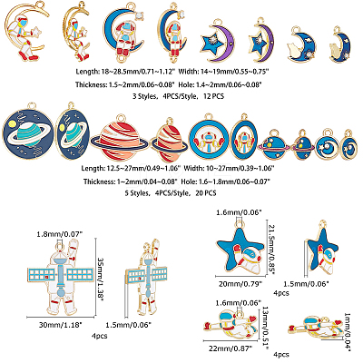 48Pcs 12 Style Alloy Enamel Pendants PALLOY-FH0001-78-1