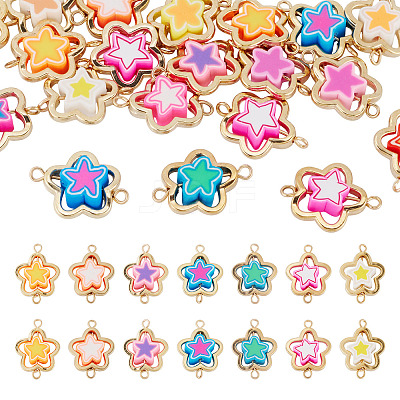 20Pcs Polymer Clay Flower & CCB Frame Links Connector Charms CLAY-TADJ0001-08G-1