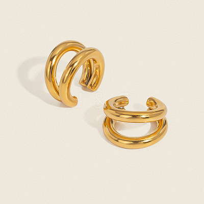 Double Layer 304 Stainless Steel Clip-on Earrings for Women EX6608-1