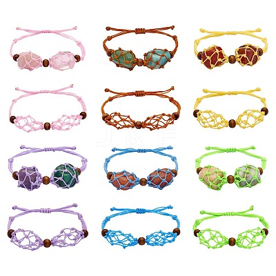 12Pcs Adjustable Braided Nylon Cord Macrame Pouch Bracelet Making AJEW-SW00010-05-1