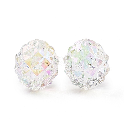 Transparent UV Plating Rainbow Iridescent Acrylic Beads X-OACR-C013-11-1