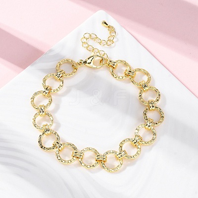 Brass Ring Chain Link Bracelets for Women Men BJEW-K273-16G-1