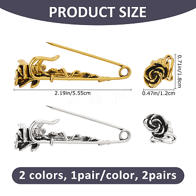 2Pairs 2 Colors Zinc Alloy Kilt Pins JEWB-FH0002-44-1
