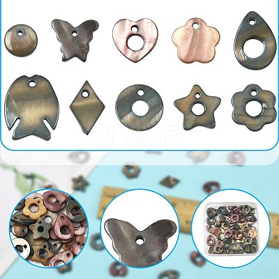 50Pcs Natural Freshwater Dyed Shell Pendants SHEL-FS0001-17-1