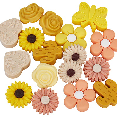 20Pcs 10 Styles Silicone Focal Beads SIL-SP0001-18A-1