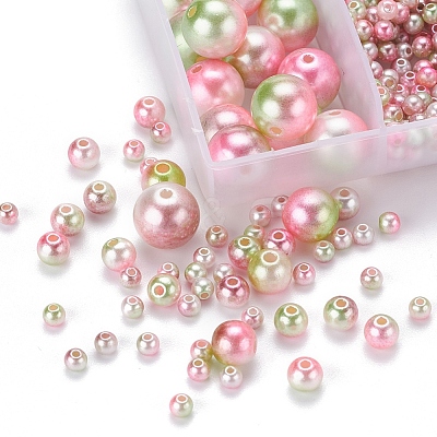 497Pcs 5 Style Rainbow ABS Plastic Imitation Pearl Beads OACR-YW0001-09C-1