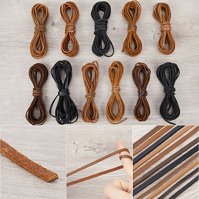 Flat Cowhide Leather Jewelry Cord LC-GF0001-10B-01-1