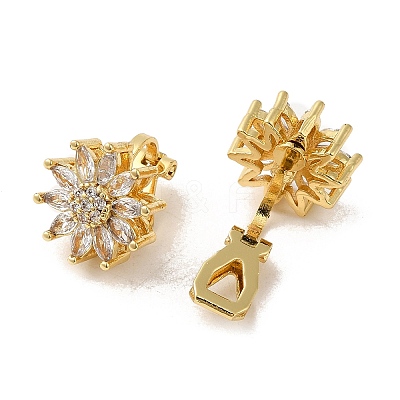 Rack Plating Real 18K Gold Plated Brass Sunflower Shape Clip-on Earrings X-EJEW-B034-05G-1