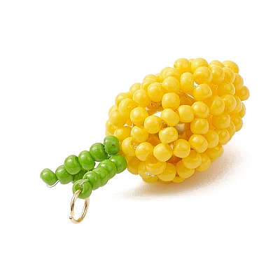 Glass Seed Beaded Mango Pendants PALLOY-MZ00893-02-1