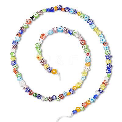 Handmade Millefiori Glass Bead Strands LAMP-LT0001-09A-1