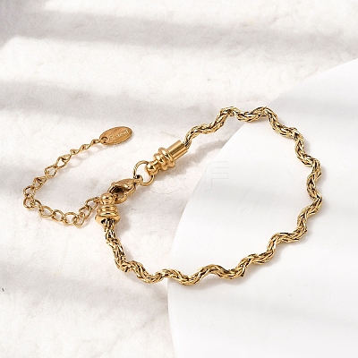 304 Stainless Steel Singapore Chains Bracelets for Women BJEW-A158-02I-G-1