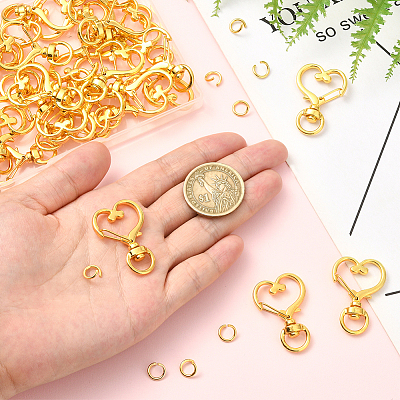 40Pcs Heart Zinc Alloy Swivel Lobster Clasps FIND-SP0001-20P-1