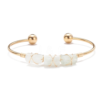 Natural Mixed Stone Beads Wrapped Cuff Bangle BJEW-JB07471-1