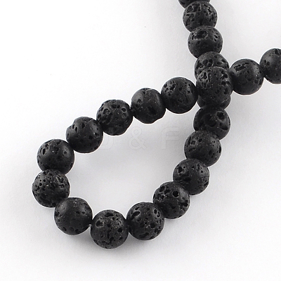 Natural Dyed Lava Rock Gemstone Round Bead Strands G-R293-04-1