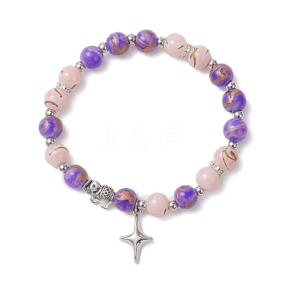 Round Glass Beaded Stretch Bracelets BJEW-JB12649-1