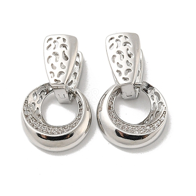 Brass Micro Pave Clear Cubic Zirconia Dangle Hoop Earrings EJEW-E295-25P-1