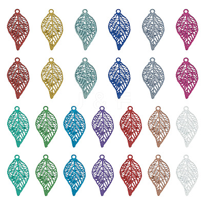 91Pcs 13 Colors Spray Paint 430 Stainless Steel Pendants STAS-TA0006-05-1
