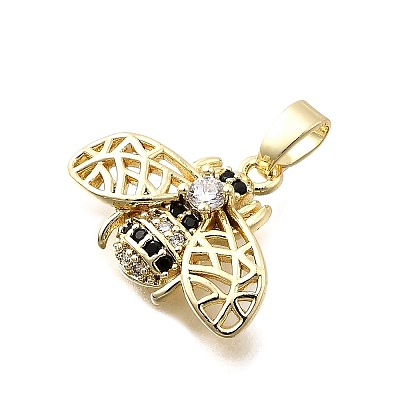 Brass Micro Pave Cubic Zirconia Pendants KK-P336-16B-G-1