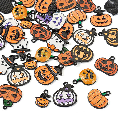 36Pcs 12 Styles Halloween Alloy Enamel Pendants ENAM-TA0003-51-1