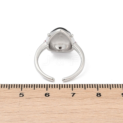 Brass Enamel Cuff Rings for Women RJEW-A059-03P-1