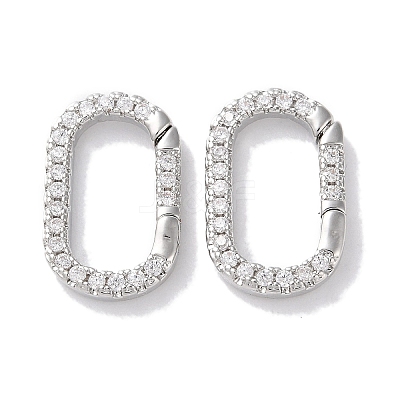 Rack Plated Brass Micro Pave Cubic Zirconia Clasps KK-Z039-06C-P-1