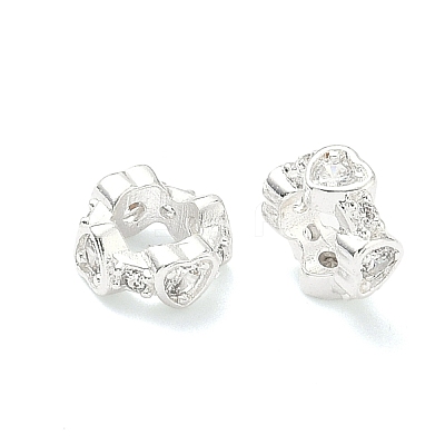 Brass Micro Pave Cubic Zirconia Rondelle European Beads KK-H532-33S-1