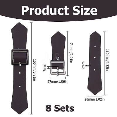 8 Sets PU Leather Sew on Toggle Buckles AJEW-HS0001-54A-1