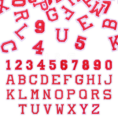 36Pcs 2 Sets 2 Styles Letter A~Z & Number 0~9 Polyester Embroidery Sew On Patches Sets PATC-TA0001-55A-1