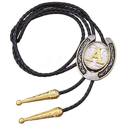 Cowboy Western Alloy Horseshoes & Letter Pendant Bolo Tie Necklaces NJEW-WH20014-02A-1