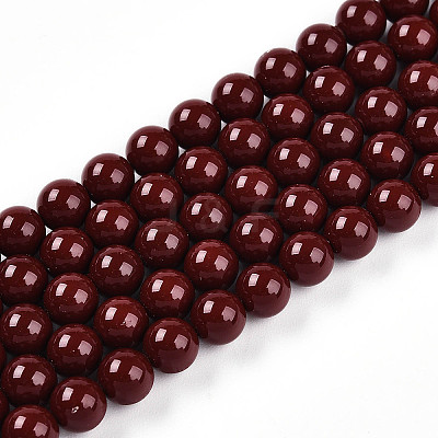 Baking Paint Pearlized Glass Pearl Bead Strands HY-N002-5mm-D01-1