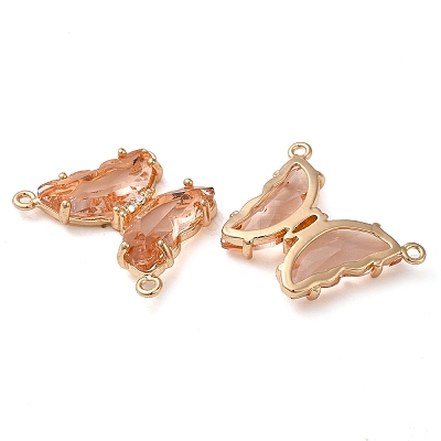Brass Pave Faceted Glass Connector Charms FIND-Z020-03R-1